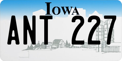 IA license plate ANT227