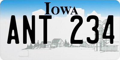 IA license plate ANT234