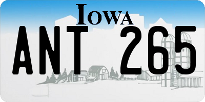 IA license plate ANT265