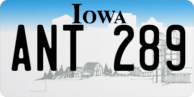 IA license plate ANT289