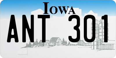 IA license plate ANT301