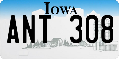 IA license plate ANT308