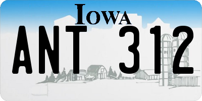 IA license plate ANT312