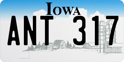 IA license plate ANT317