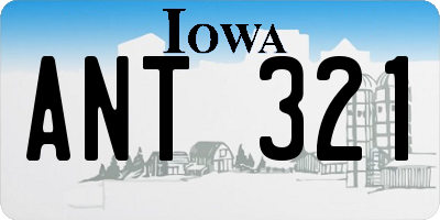 IA license plate ANT321