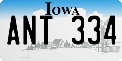 IA license plate ANT334