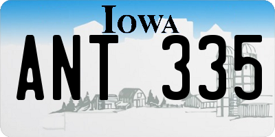 IA license plate ANT335