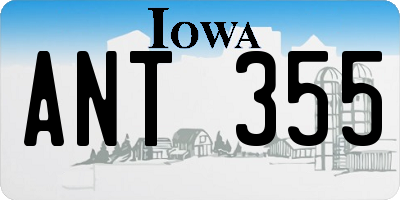 IA license plate ANT355
