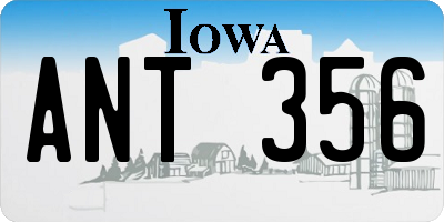 IA license plate ANT356
