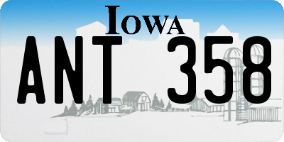 IA license plate ANT358
