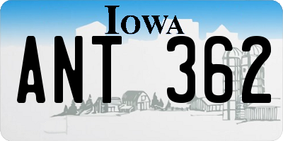 IA license plate ANT362