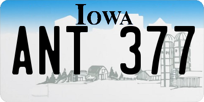 IA license plate ANT377