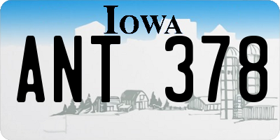 IA license plate ANT378