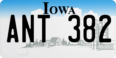 IA license plate ANT382