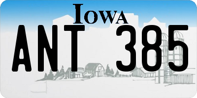 IA license plate ANT385