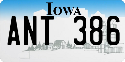 IA license plate ANT386