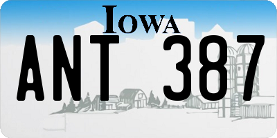 IA license plate ANT387