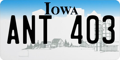 IA license plate ANT403