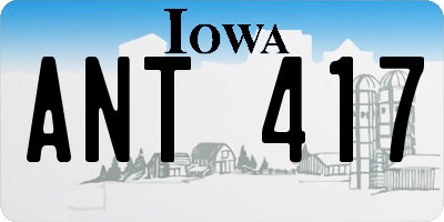 IA license plate ANT417