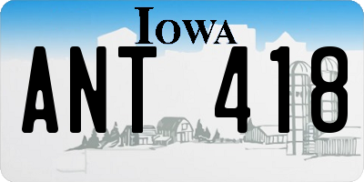 IA license plate ANT418