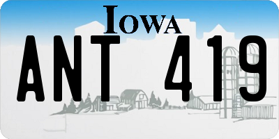 IA license plate ANT419