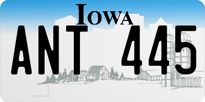 IA license plate ANT445