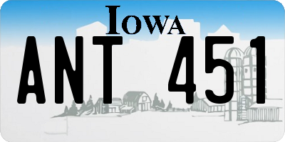 IA license plate ANT451