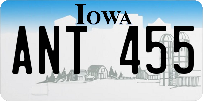 IA license plate ANT455