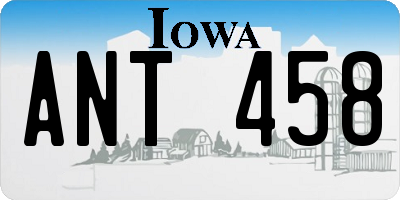 IA license plate ANT458