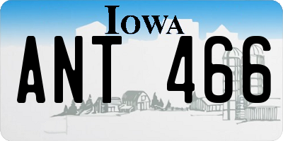 IA license plate ANT466