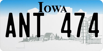 IA license plate ANT474
