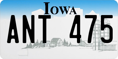IA license plate ANT475