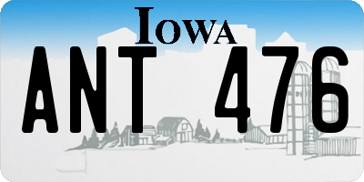 IA license plate ANT476
