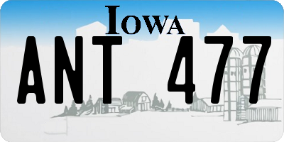 IA license plate ANT477