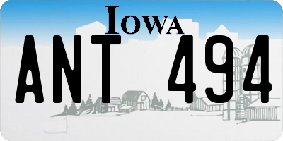 IA license plate ANT494