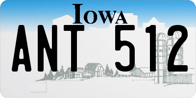 IA license plate ANT512