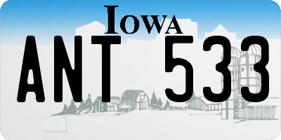 IA license plate ANT533
