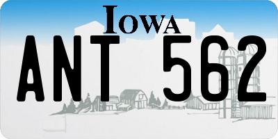 IA license plate ANT562