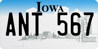 IA license plate ANT567