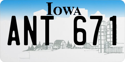 IA license plate ANT671
