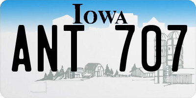 IA license plate ANT707