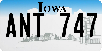 IA license plate ANT747