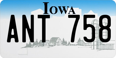 IA license plate ANT758