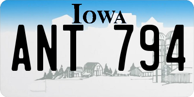 IA license plate ANT794
