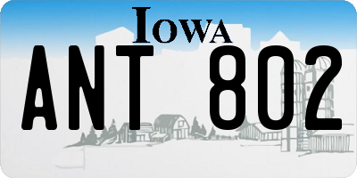 IA license plate ANT802