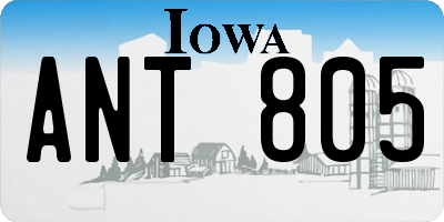 IA license plate ANT805