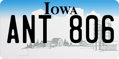 IA license plate ANT806