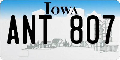 IA license plate ANT807