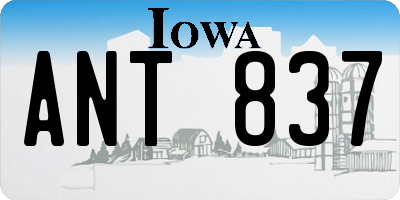IA license plate ANT837