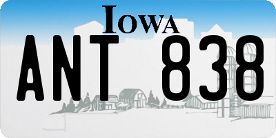 IA license plate ANT838
